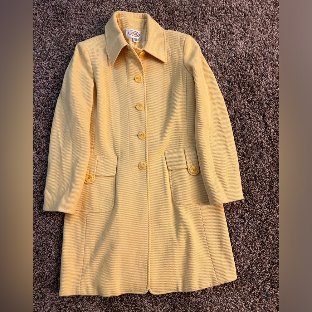 Vintage Talbots Wool Coat in Yellow, Size 8